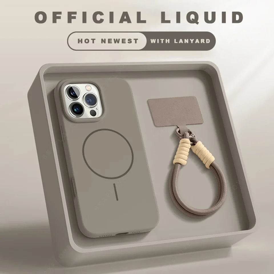 Magnetic Silicone Case with Lanyard for iPhone – Magsafe Soft