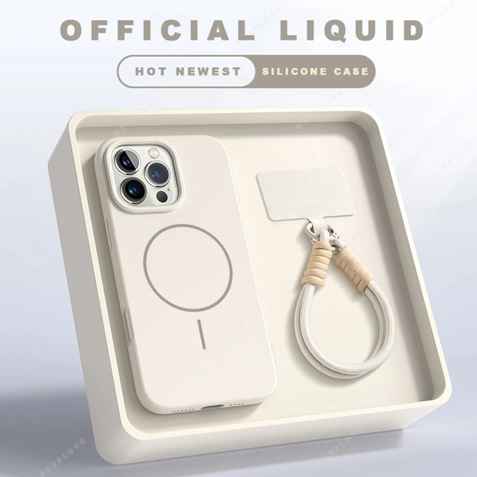 Magnetic Silicone Case with Lanyard for iPhone – Magsafe Soft