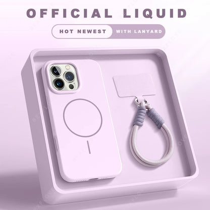 Magnetic Silicone Case with Lanyard for iPhone – Magsafe Soft