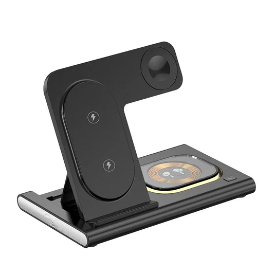 3-in-1 Foldable Wireless Charging Stand with LED for Samsung Phones, Watches & Buds