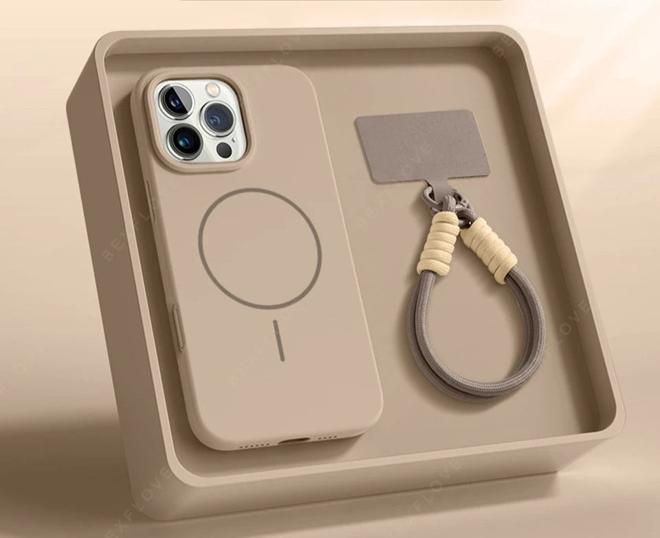 Magnetic Silicone Case with Lanyard for iPhone – Magsafe Soft